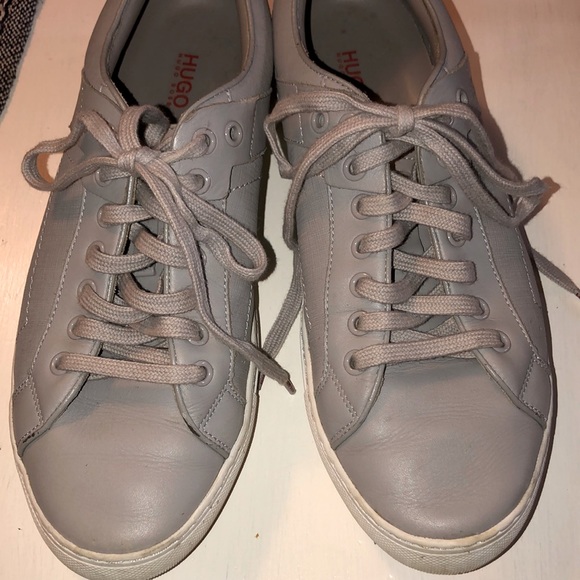 HUGO By Hugo Boss leather gray sneakers 42/9 - Picture 1 of 7